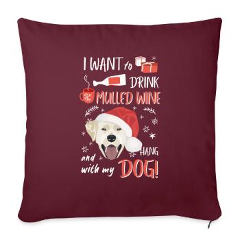 Labrador vin chaud Noël - Housse de coussin décorative 45 x 45 cm - bordeaux - Devant