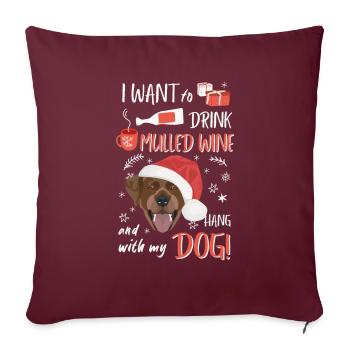 Labrador vin chaud Noël - Housse de coussin décorative 45 x 45 cm - bordeaux - Devant