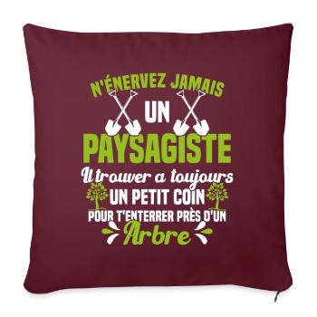 Paysagiste et jardinier cadeau humour - Housse de coussin décorative 45 x 45 cm - bordeaux - Devant