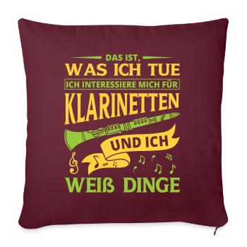 Klarinette Klarinettenspieler Klarinettist - Sofakissenbezug 45 x 45 cm - Burgunderrot - Vorne