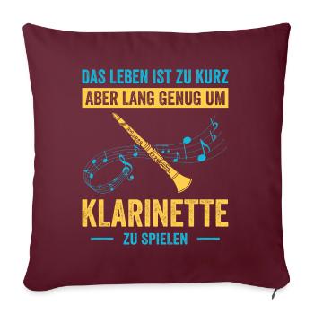 Klarinette Klarinettenspieler Klarinettist - Sofakissenbezug 45 x 45 cm - Burgunderrot - Vorne