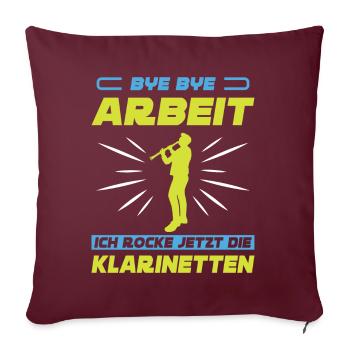 Klarinette Klarinettenspieler Klarinettist - Sofakissenbezug 45 x 45 cm - Burgunderrot - Vorne