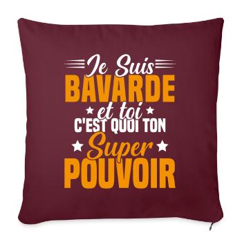 Fille Bavarde Phrase Drôle Super Pouvoir Cadeau - Housse de coussin décorative 45 x 45 cm - bordeaux - Devant