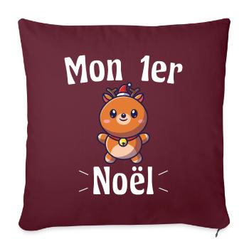 Mon 1er Noël Petit Renne Enfant - Housse de coussin décorative 45 x 45 cm - bordeaux - Devant