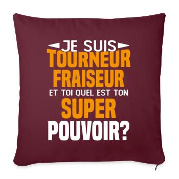 Tourneur fraiseur Cadeau drôles - Housse de coussin décorative 45 x 45 cm - bordeaux - Devant