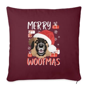 Joyeux Noël Leonberg - Housse de coussin décorative 45 x 45 cm - bordeaux - Devant