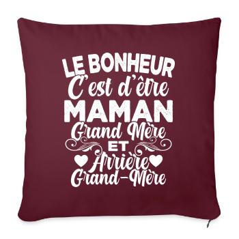 Cadeau Fête des Mère pour Arrière Grand-Mère - Housse de coussin décorative 45 x 45 cm - bordeaux - Devant