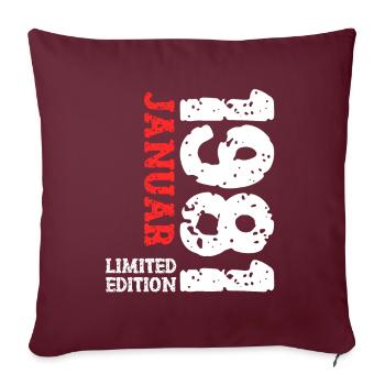 1981 janvier édition limitée déco tenue d’anniversaire - Housse de coussin décorative 45 x 45 cm - bordeaux - Devant