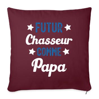 Futur Chasseur Comme Papa Humour Cadeau de Chasse - Housse de coussin décorative 45 x 45 cm - bordeaux - Devant