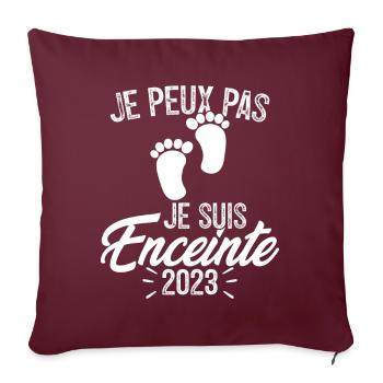 J'peux pas je suis enceinte 2023 - Housse de coussin décorative 45 x 45 cm - bordeaux - Devant