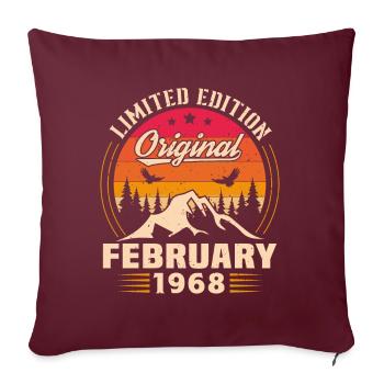 Cadeau D'anniversaire Nées En Février 1968 - Housse de coussin décorative 45 x 45 cm - bordeaux - Devant