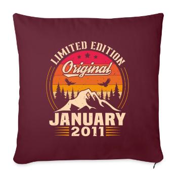 Cadeau D'anniversaire Nées En Janvier 2011 - Housse de coussin décorative 45 x 45 cm - bordeaux - Devant