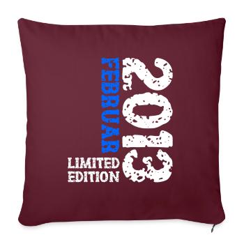 2013 Février Édition Limitée Anniversaire Homme Femme - Housse de coussin décorative 45 x 45 cm - bordeaux - Devant
