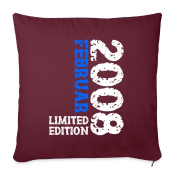 2008 Février Édition Limitée Anniversaire Homme Femme - Housse de coussin décorative 45 x 45 cm - bordeaux - Devant