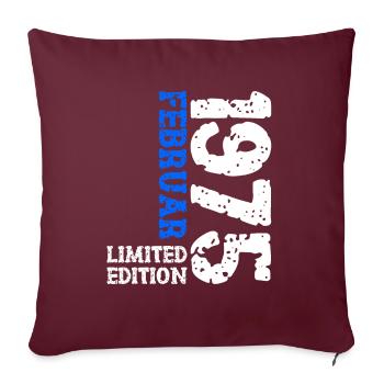 1975 février édition limitée anniversaire homme femme - Housse de coussin décorative 45 x 45 cm - bordeaux - Devant