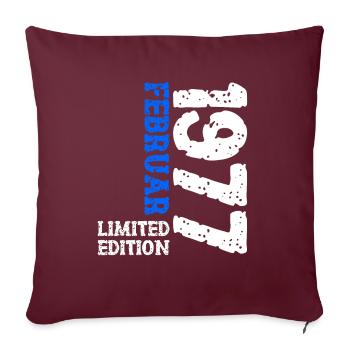 1977 février édition limitée anniversaire homme femme - Housse de coussin décorative 45 x 45 cm - bordeaux - Devant