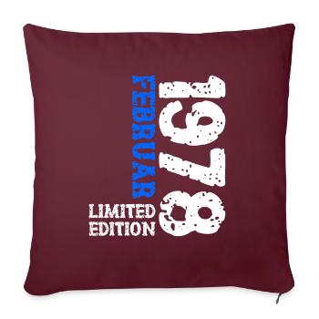 1978 février édition limitée anniversaire homme femme - Housse de coussin décorative 45 x 45 cm - bordeaux - Devant