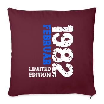 1982 février édition limitée anniversaire homme femme - Housse de coussin décorative 45 x 45 cm - bordeaux - Devant