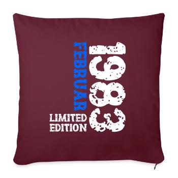 1983 février édition limitée anniversaire homme femme - Housse de coussin décorative 45 x 45 cm - bordeaux - Devant