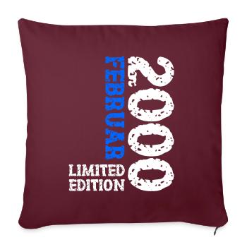 2000 Février Édition Limitée Anniversaire Homme Femme - Housse de coussin décorative 45 x 45 cm - bordeaux - Devant