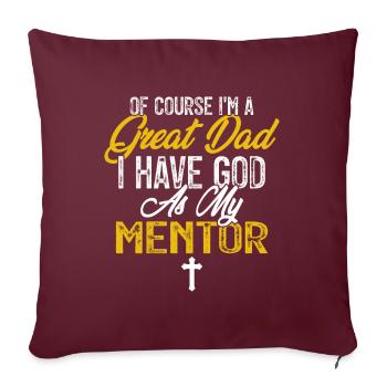 Dieu est mon mentor Fête des pères chrétiens - Housse de coussin décorative 45 x 45 cm - bordeaux - Devant