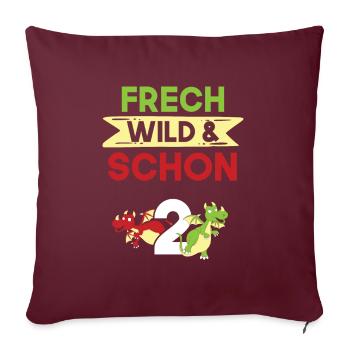2 Jahre Geburtstag Junge Mädchen Drachen - Sofakissenbezug 45 x 45 cm - Burgunderrot - Vorne