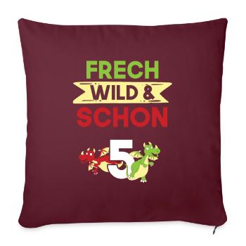 5 Jahre Geburtstag Junge Mädchen Drachen - Sofakissenbezug 45 x 45 cm - Burgunderrot - Vorne