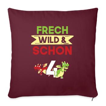 4 Jahre Geburtstag Junge Mädchen Drachen - Sofakissenbezug 45 x 45 cm - Burgunderrot - Vorne