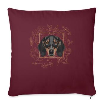 Teckel Golden Dog - Housse de coussin décorative 45 x 45 cm - bordeaux - Devant
