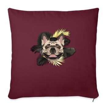 Chien d’or Français bouledogue - Housse de coussin décorative 45 x 45 cm - bordeaux - Devant