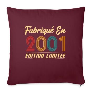 Fabriqué en 2001 Vintage cadeau d'anniversaire - Housse de coussin décorative 45 x 45 cm - bordeaux - Devant