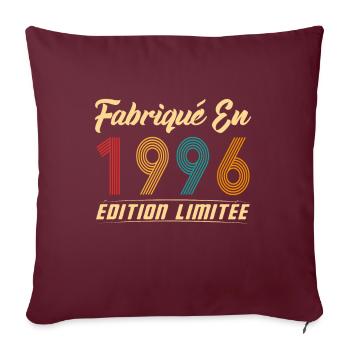 Fabriqué en 1996 Vintage cadeau d'anniversaire - Housse de coussin décorative 45 x 45 cm - bordeaux - Devant
