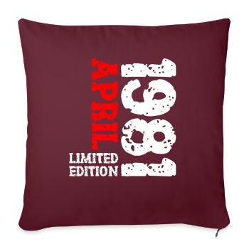 1981 avril édition limitée cadeau d’anniversaire - Housse de coussin décorative 45 x 45 cm - bordeaux - Devant