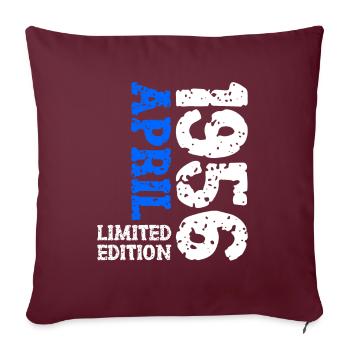 1956 avril édition limitée cadeau d’anniversaire - Housse de coussin décorative 45 x 45 cm - bordeaux - Devant