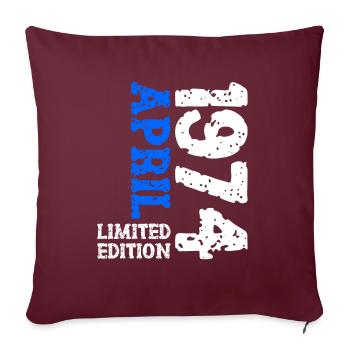 1974 Avril Édition Limitée 49e Tenue d’anniversaire - Housse de coussin décorative 45 x 45 cm - bordeaux - Devant