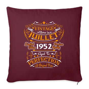 Vintage Juillet 1952 Rétro cadeau anniversaire - Housse de coussin décorative 45 x 45 cm - bordeaux - Devant