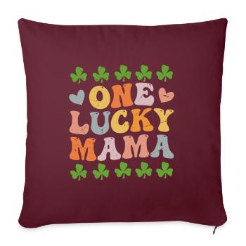 Une maman chanceuse Saint-Patrick - Housse de coussin décorative 45 x 45 cm - bordeaux - Devant