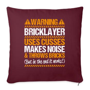 Maurer Maurermeister Mauerwerk Bricklayer Mason - Sofakissenbezug 45 x 45 cm - Burgunderrot - Vorne