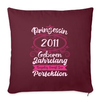 Prinzessin seit 2011 Geburtstag 2011 - Sofakissenbezug 45 x 45 cm - Burgunderrot - Vorne
