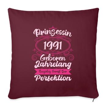Prinzessin seit 1991 Geburtstag 1991 - Sofakissenbezug 45 x 45 cm - Burgunderrot - Vorne