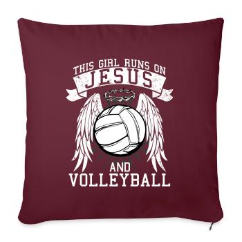This Girl Runs On Jesus and Volleyball - Sofakissenbezug 45 x 45 cm - Burgunderrot - Vorne