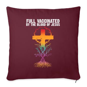 Complètement vacciné par le sang de Jésus - Housse de coussin décorative 45 x 45 cm - bordeaux - Devant