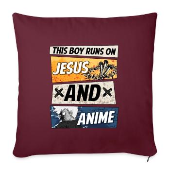 This Boy Runs On Jesus And Anime I kawaii chibi - Sofakissenbezug 45 x 45 cm - Burgunderrot - Vorne