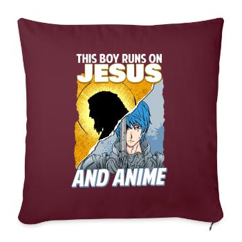 This Boy Runs On Jesus And Anime I Kawaii Otaku - Sofakissenbezug 45 x 45 cm - Burgunderrot - Vorne
