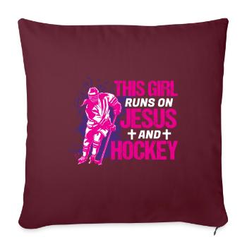 This Girl Runs On Jesus and Hockey - Sofakissenbezug 45 x 45 cm - Burgunderrot - Vorne