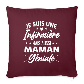 Je suis une infirmière et une maman géniale - Housse de coussin décorative 45 x 45 cm - bordeaux - Devant