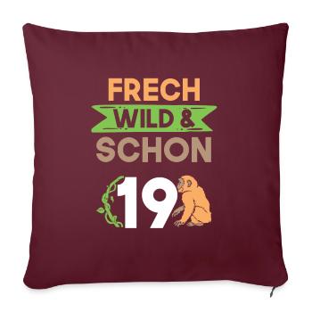 19 Jahre Geburtstag Affe - Sofakissenbezug 45 x 45 cm - Burgunderrot - Vorne
