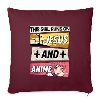 JUST A GIRL WHO RUNS JESUS AND ANIME - Sofakissenbezug 45 x 45 cm - Burgunderrot - Vorne