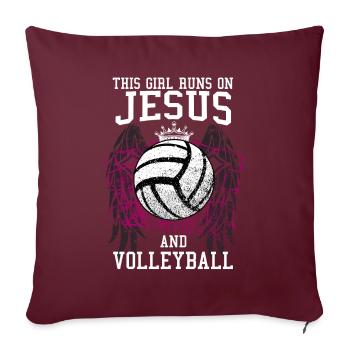 THIS GIRL RUNS ON JESUS AND VOLLEYBALL - Sofakissenbezug 45 x 45 cm - Burgunderrot - Vorne