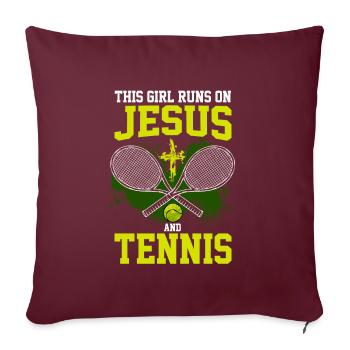 THIS GIRL RUNS ON JESUS AND TENNIS - Sofakissenbezug 45 x 45 cm - Burgunderrot - Vorne